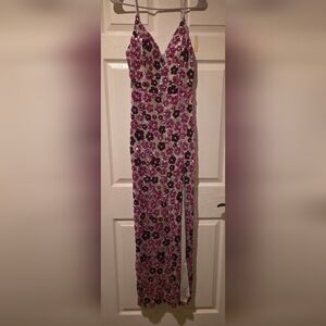 Pink and Purple Floral Sequin Dress